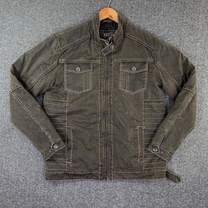 BKE Jacket Men Large Brown Quilt Lined Putdoor Cowboy Ranch Buckle Bomber